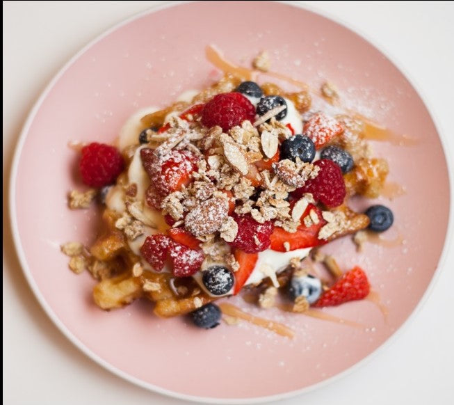 Breakfast Granola and Liege waffle